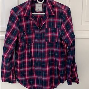 Purple, pink and blue long sleeve plaid shirt